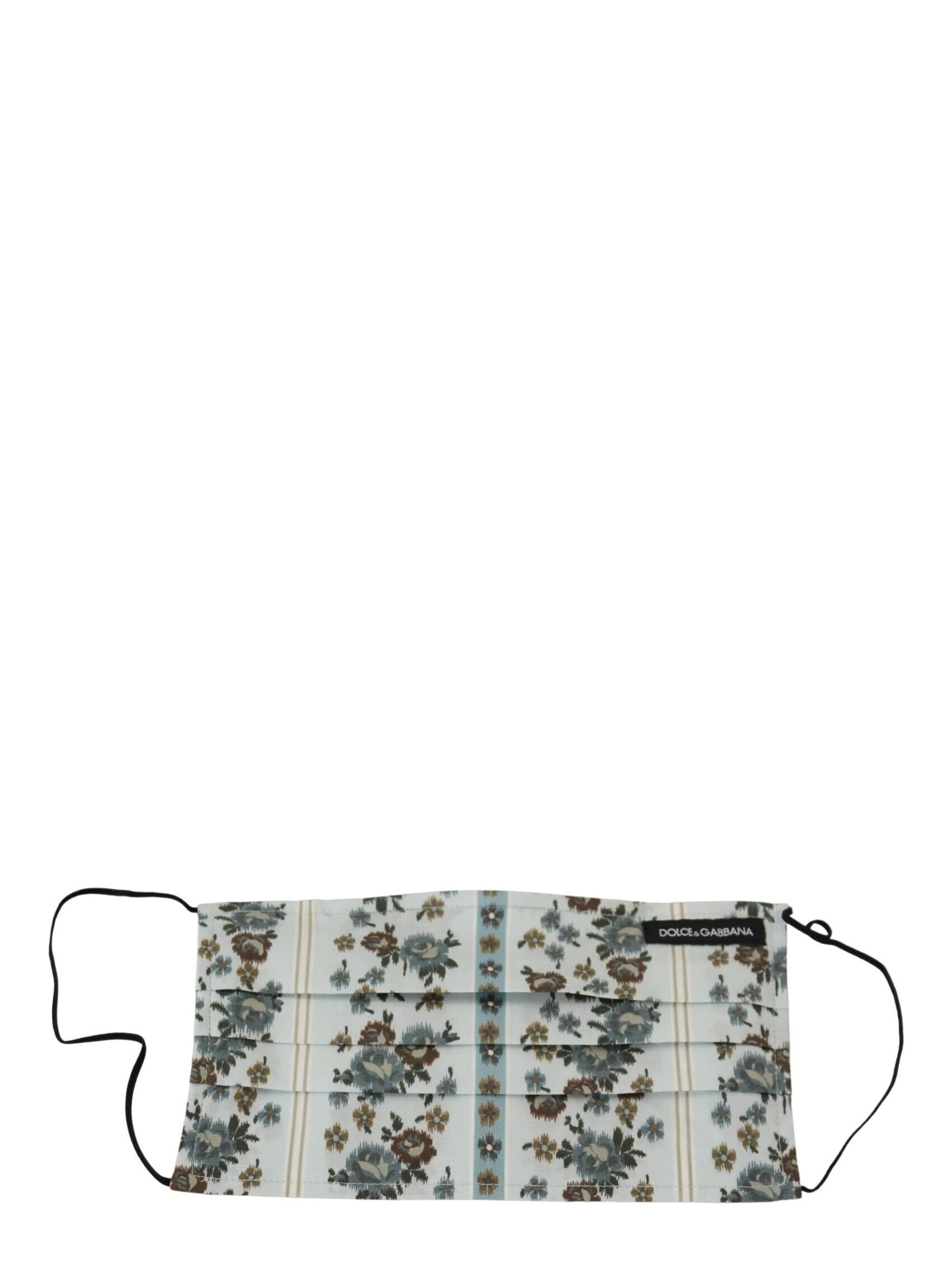 White Floral Cotton Pleated Elastic Ear Strap Face Mask