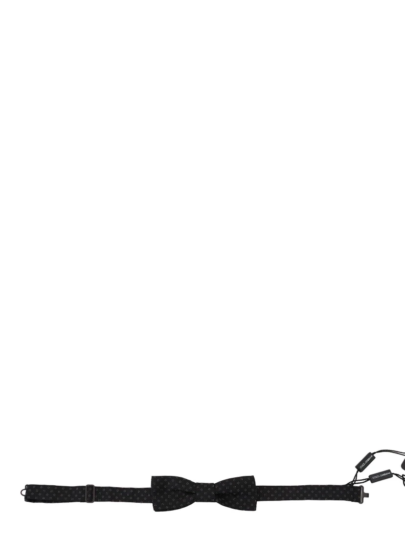 Black Pattern Silk Adjustable Neck Papillon Bow Tie