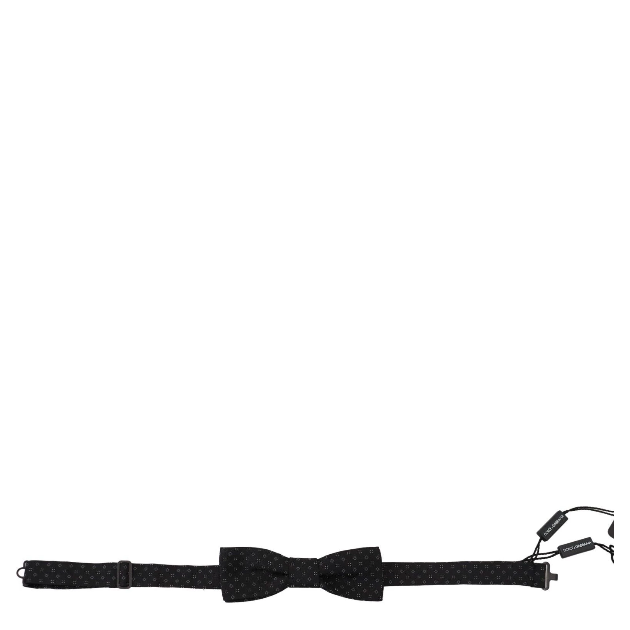 Black Pattern Silk Adjustable Neck Papillon Bow Tie