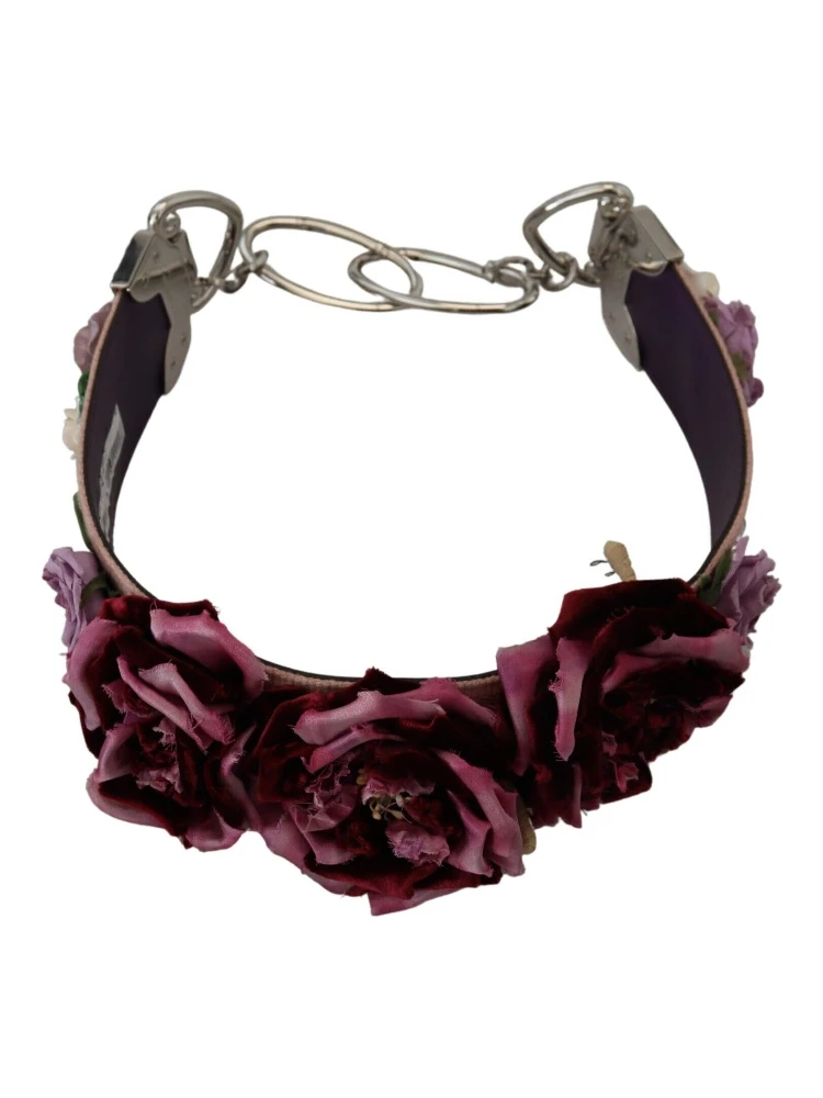 Multicolor Floral Appliques Metal Shoulder Strap