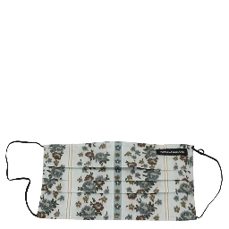 White Floral Cotton Pleated Elastic Ear Strap Face Mask