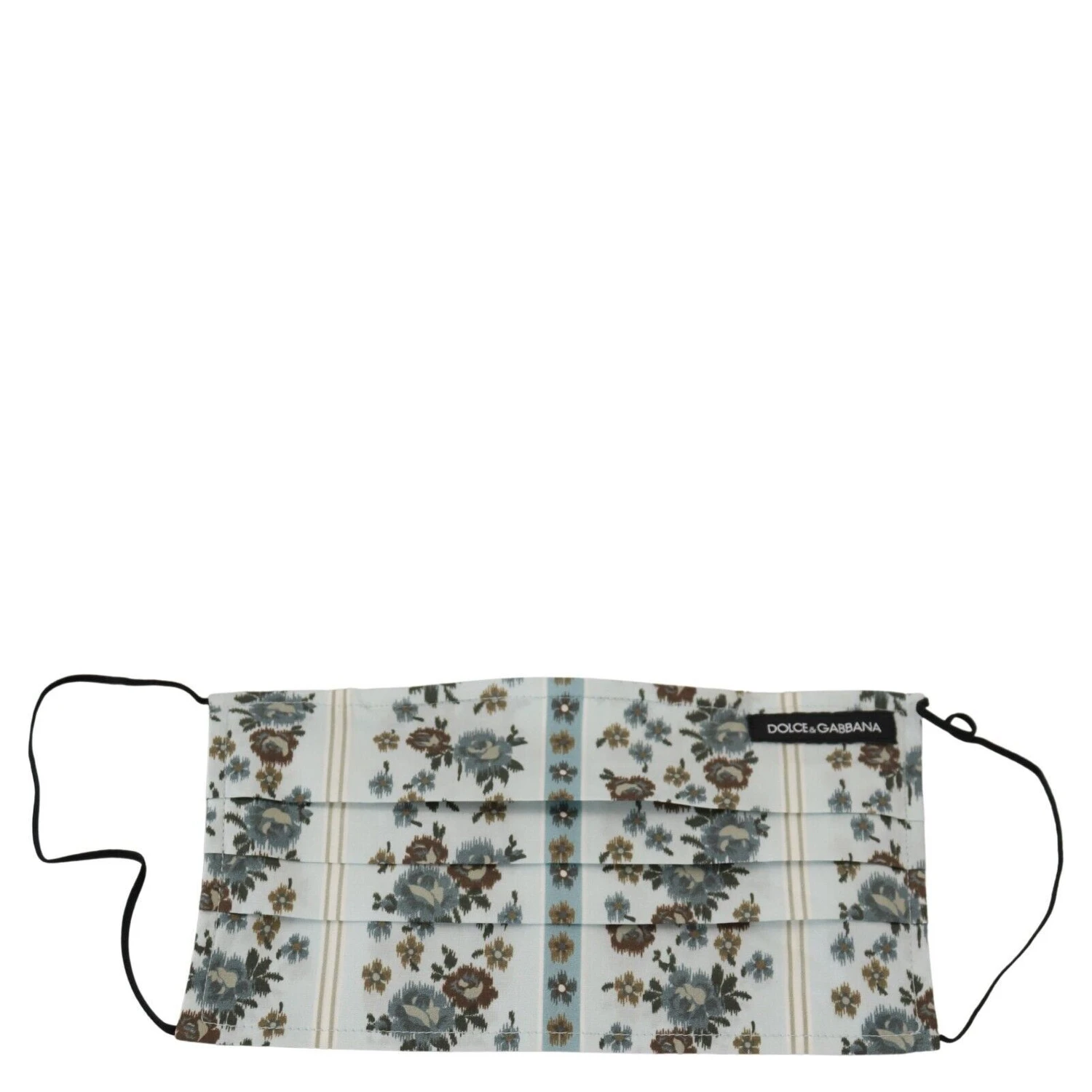 White Floral Cotton Pleated Elastic Ear Strap Face Mask