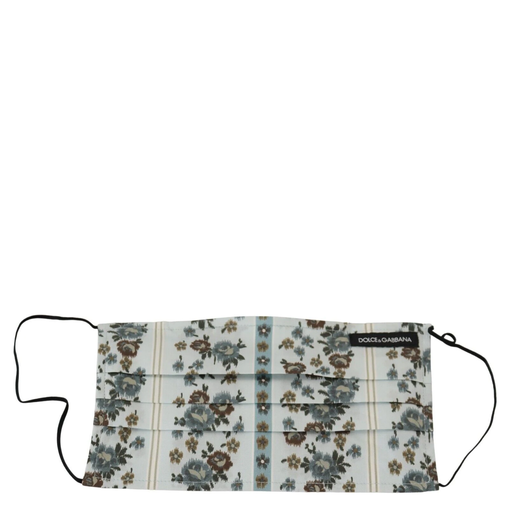 White Floral Cotton Pleated Elastic Ear Strap Face Mask