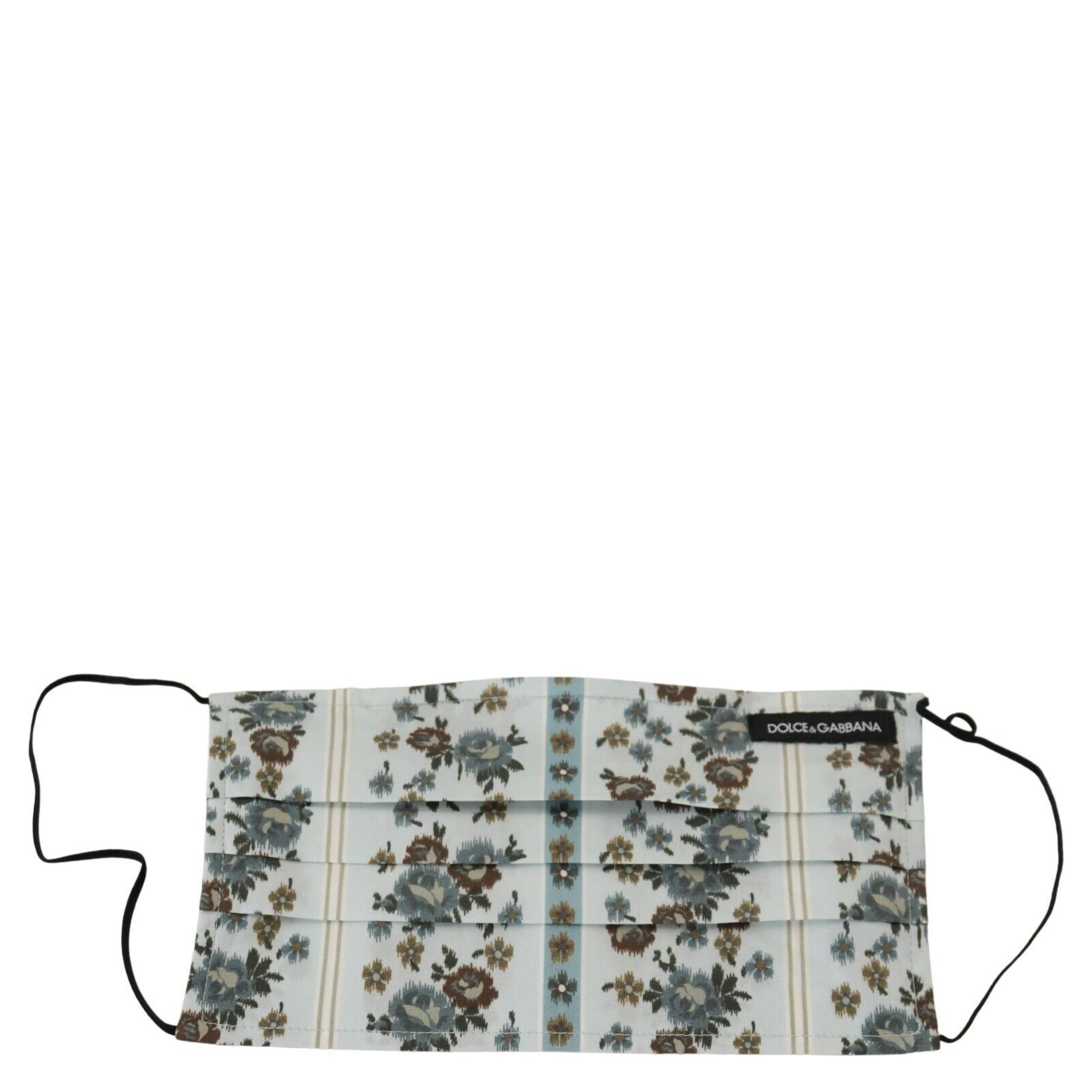 White Floral Cotton Pleated Elastic Ear Strap Face Mask