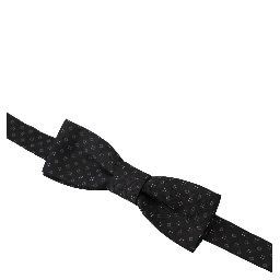 Black Pattern Silk Adjustable Neck Papillon Bow Tie