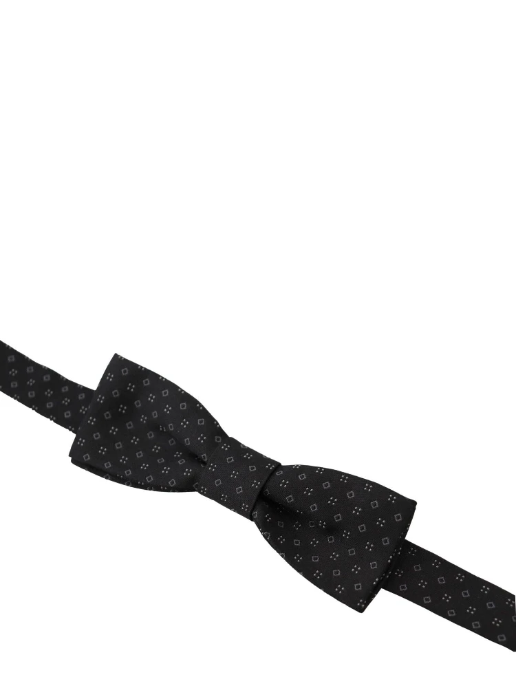 Black Pattern Silk Adjustable Neck Papillon Bow Tie alternative