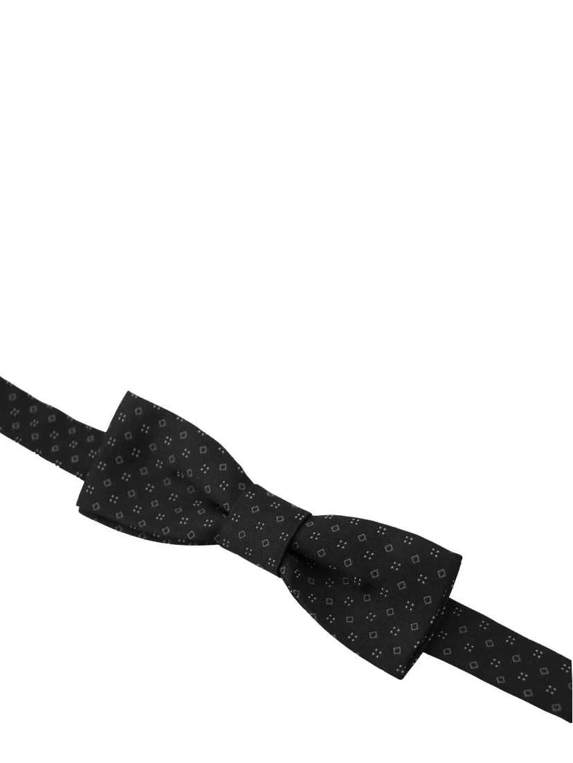 Black Pattern Silk Adjustable Neck Papillon Bow Tie