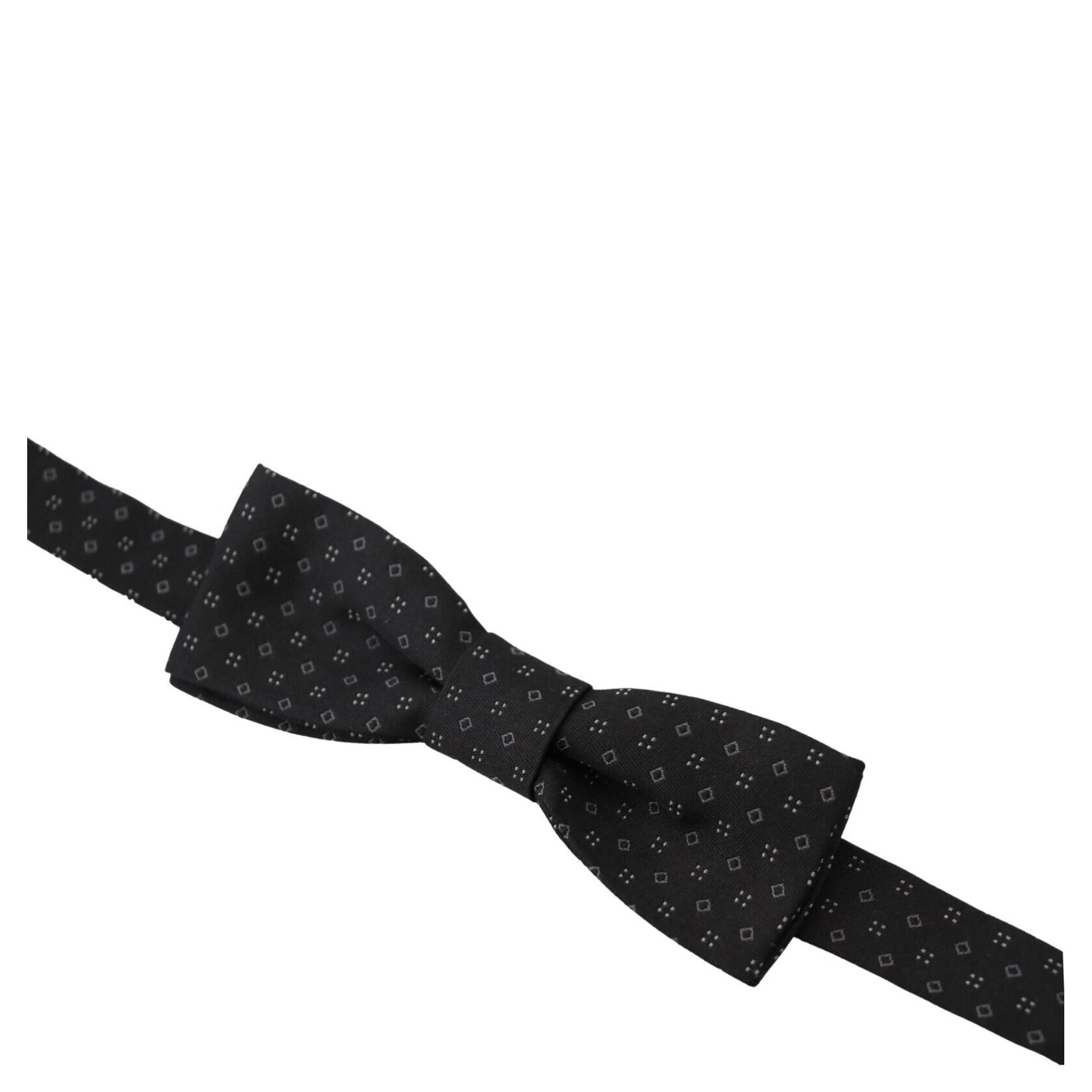 Black Pattern Silk Adjustable Neck Papillon Bow Tie
