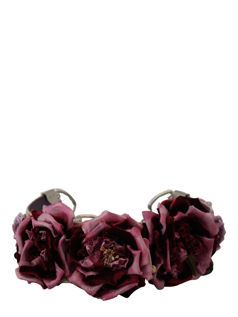 Multicolor Floral Appliques Metal Shoulder Strap