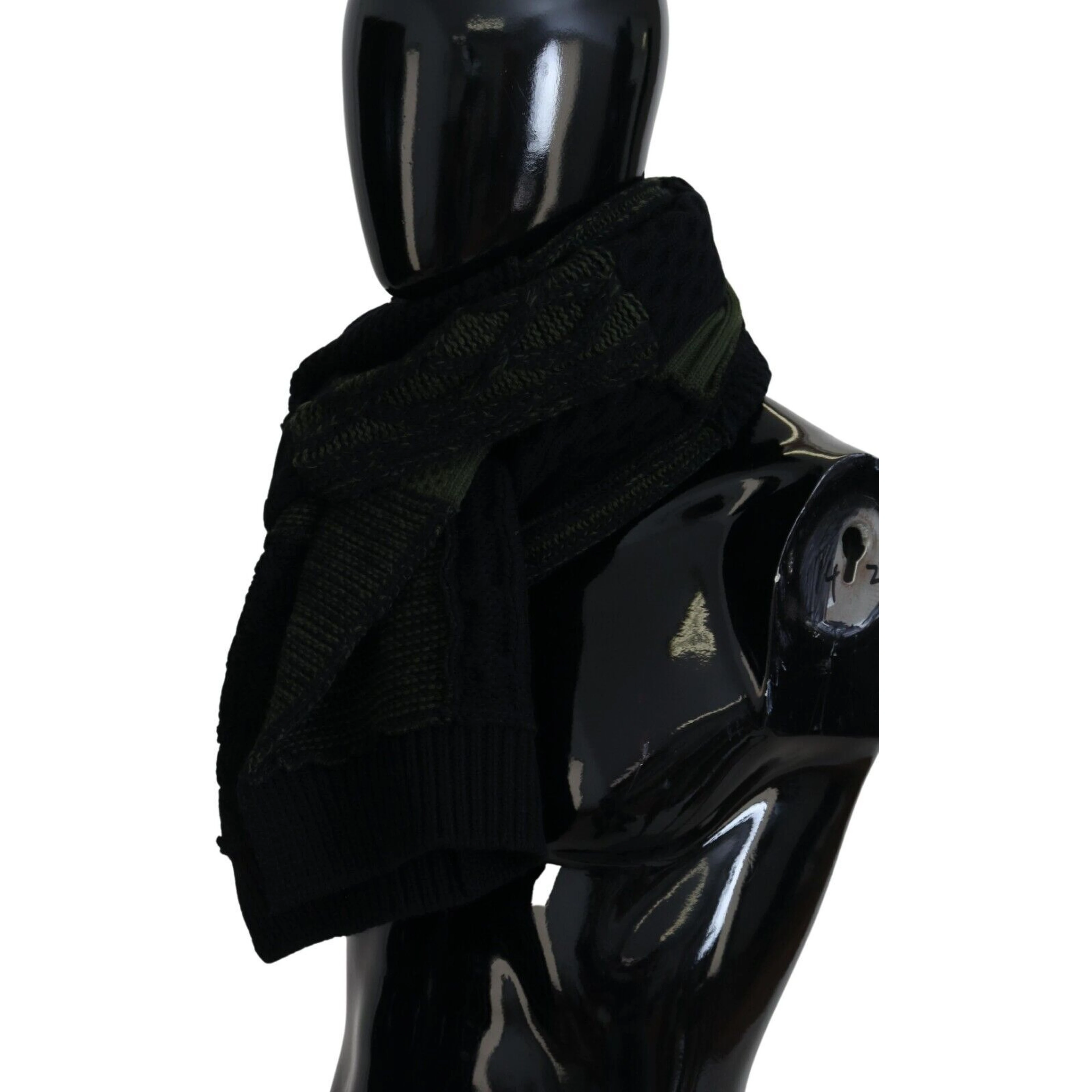 Black Green Knitted Men Neck Wrap Shawl Scarf