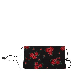 Black Floral Pleated Elastic Ear Strap One Size Face Mask