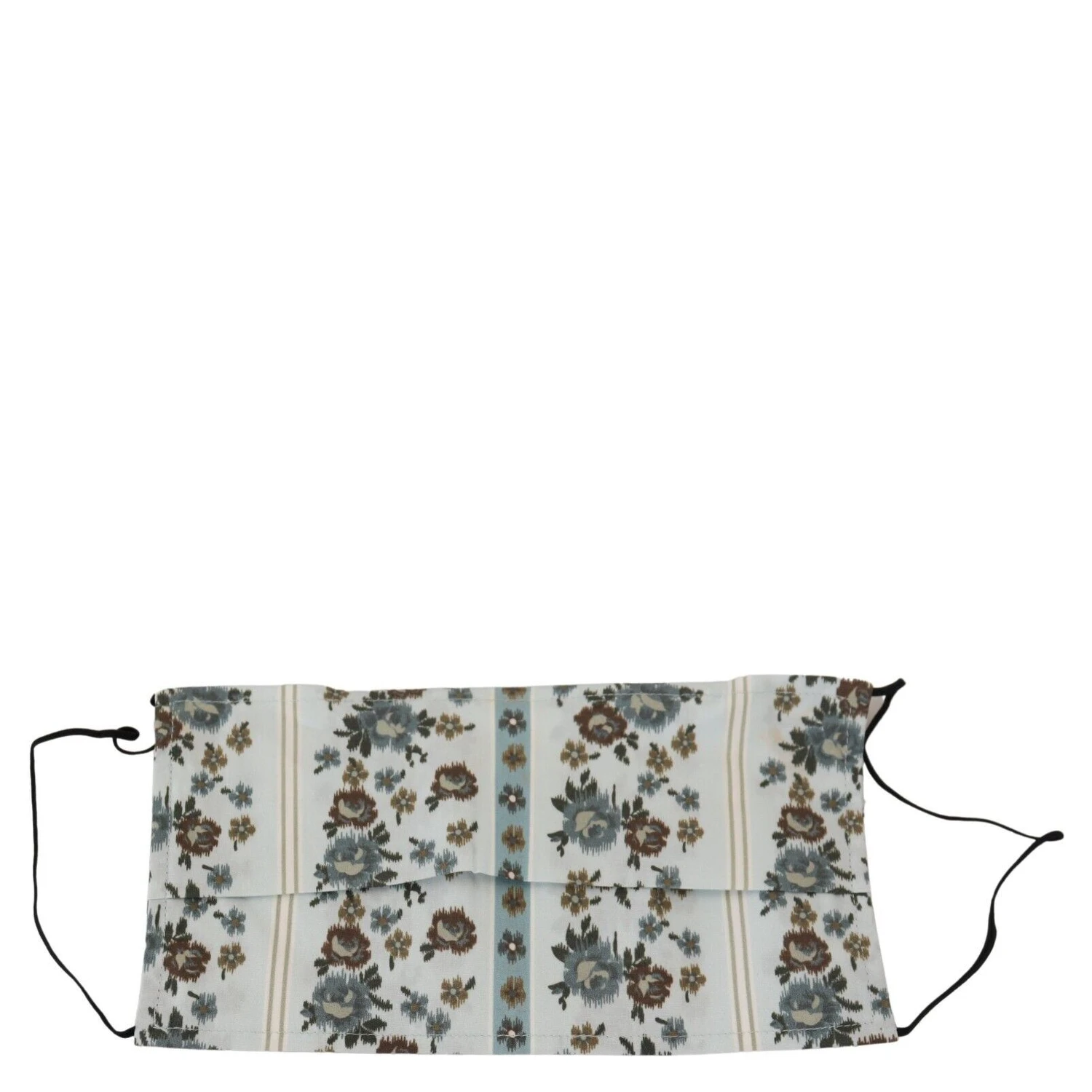 White Floral Cotton Pleated Elastic Ear Strap Face Mask