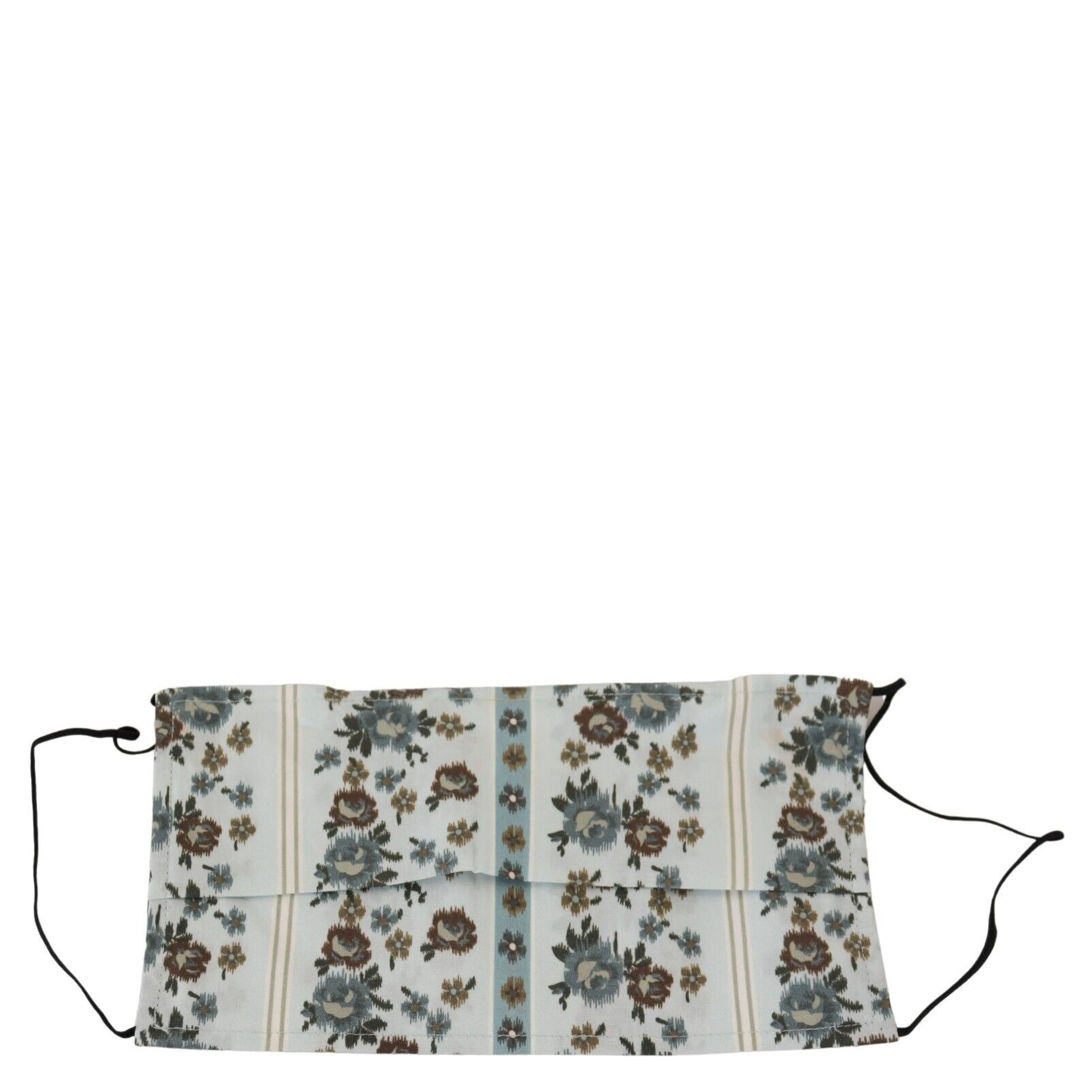 White Floral Cotton Pleated Elastic Ear Strap Face Mask