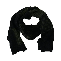 Black Green Knitted Men Neck Wrap Shawl Scarf