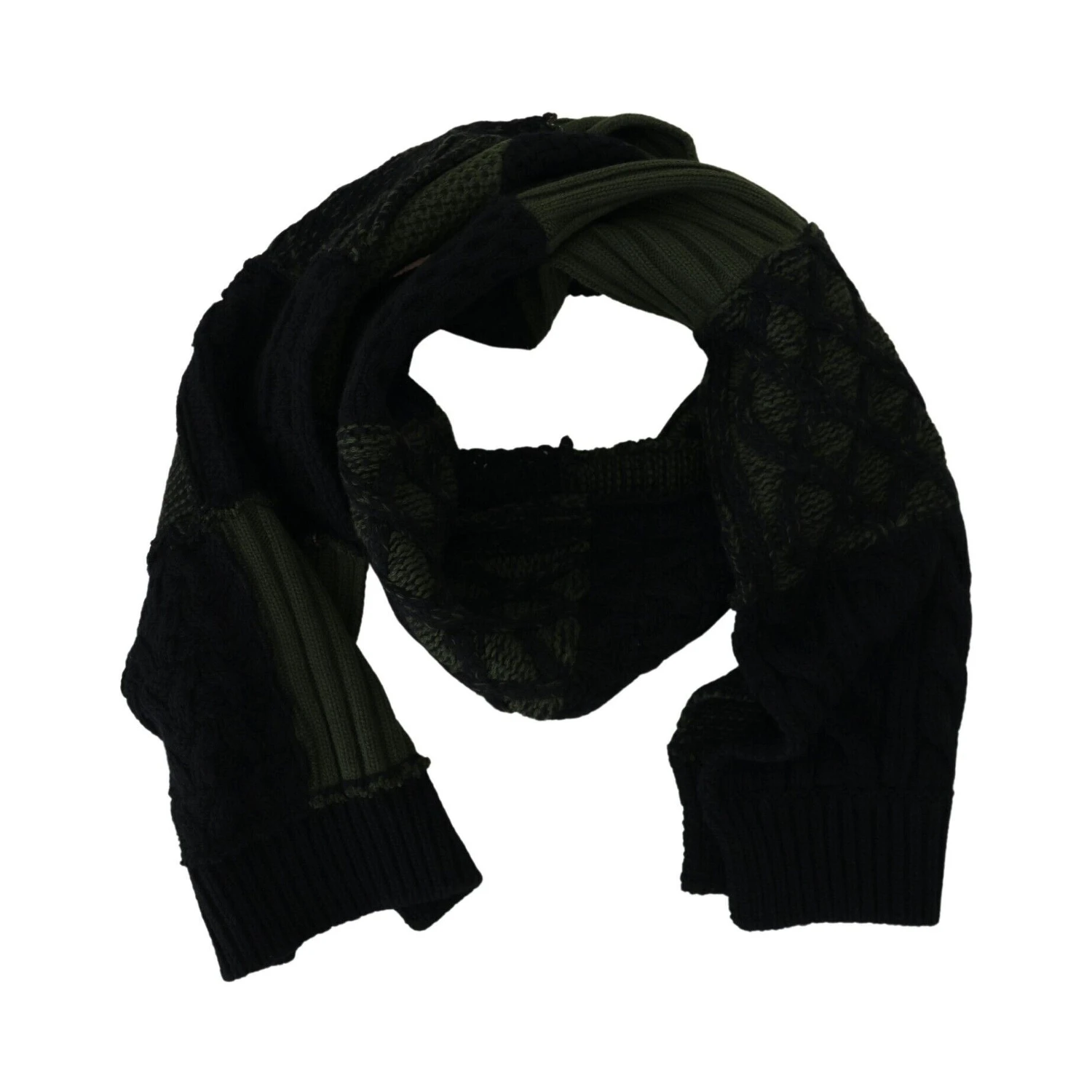 Black Green Knitted Men Neck Wrap Shawl Scarf