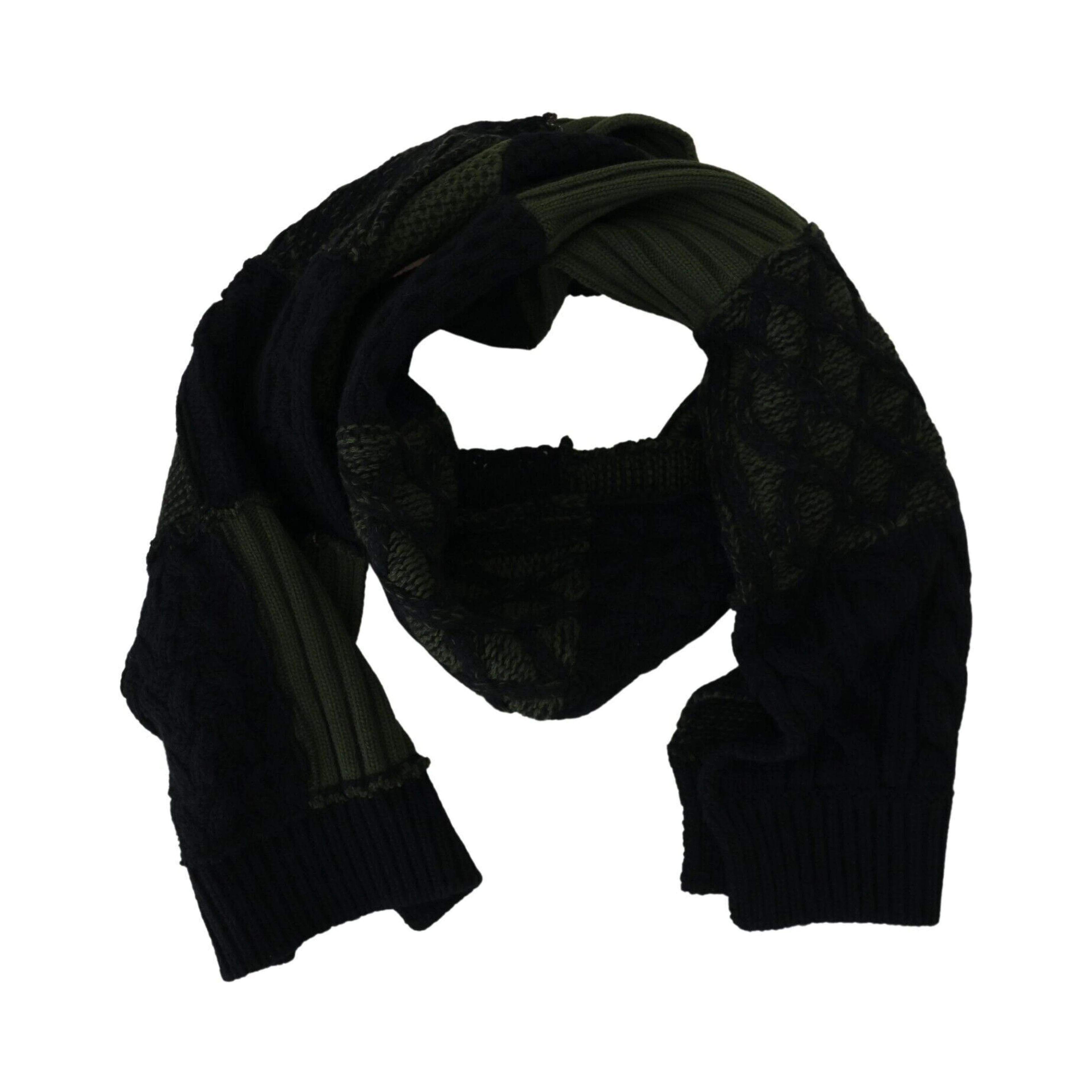 Black Green Knitted Men Neck Wrap Shawl Scarf