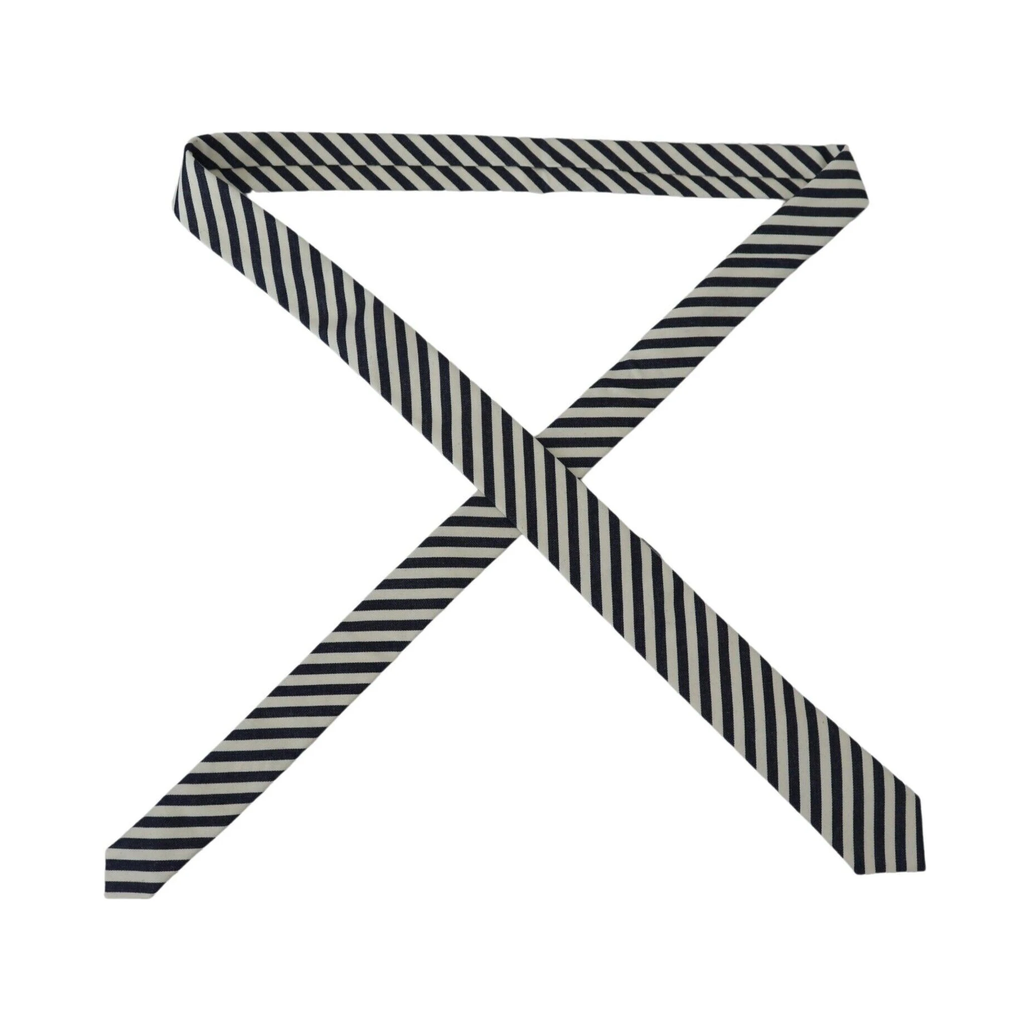 White Blue Striped Classic Adjustable Men Silk Tie