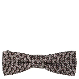 Black White Flower Pattern Silk Neck Papillon Tie