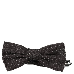 Gray Polka Dot 100% Silk Neck Papillon Tie