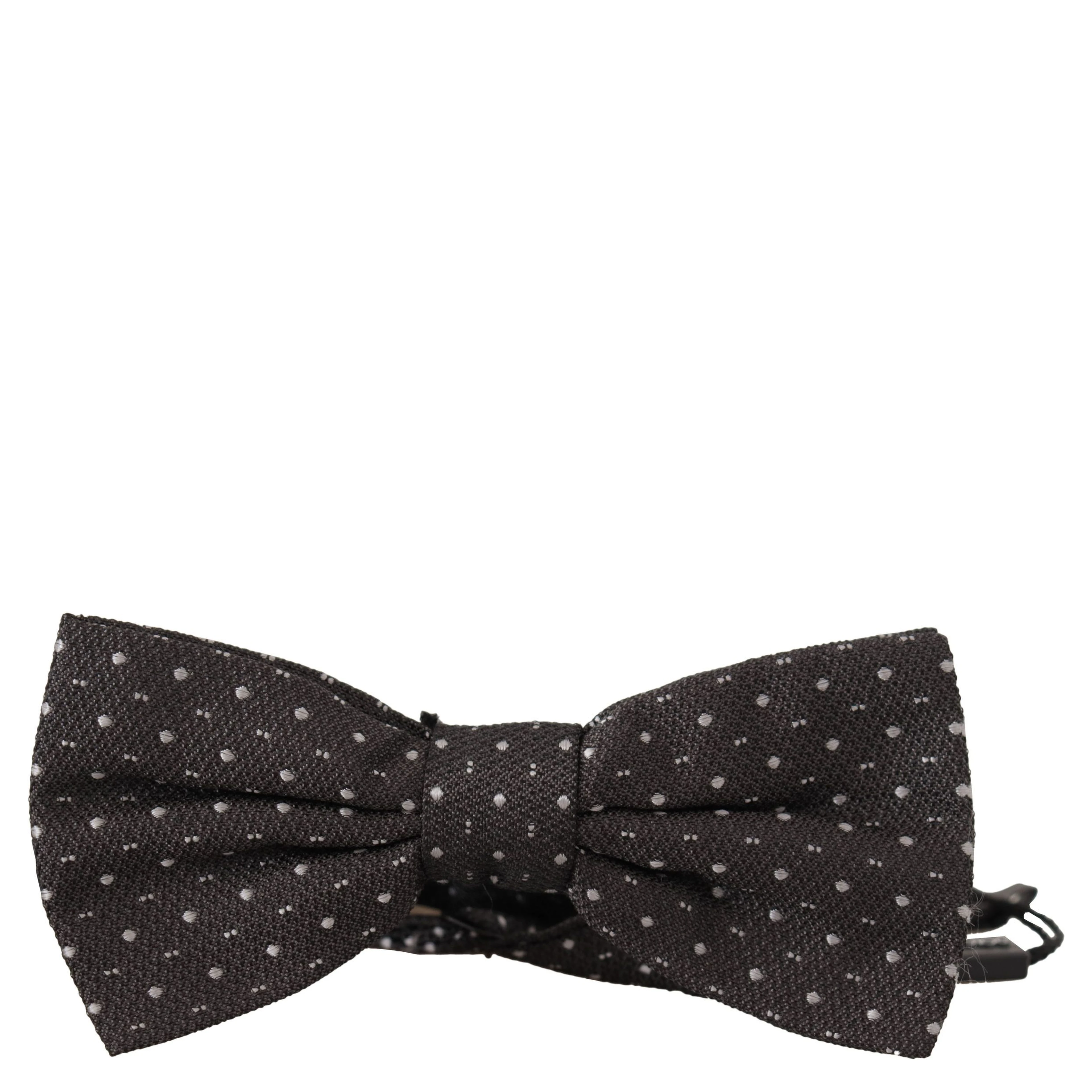 Gray Polka Dot 100% Silk Neck Papillon Tie