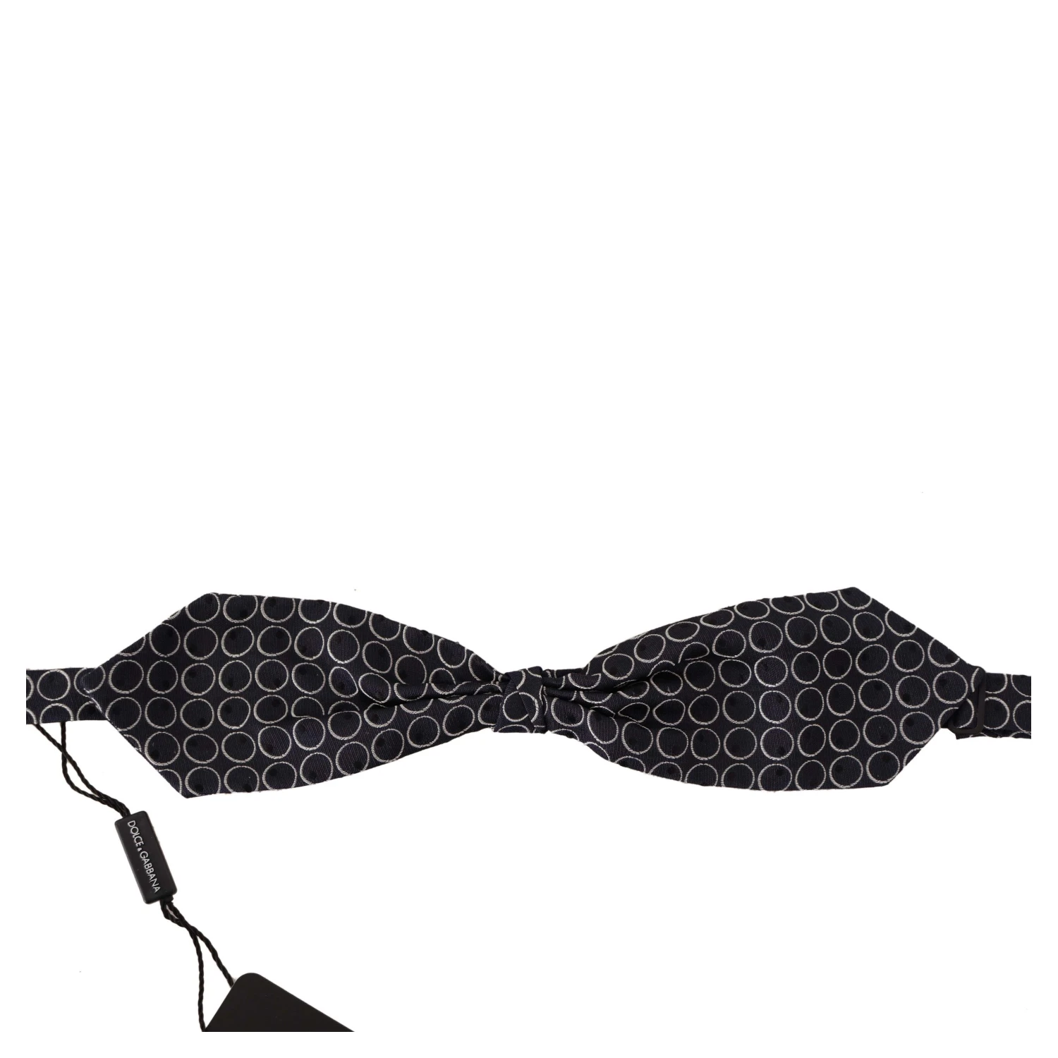 Black White Round 100% Silk Neck Papillon Tie