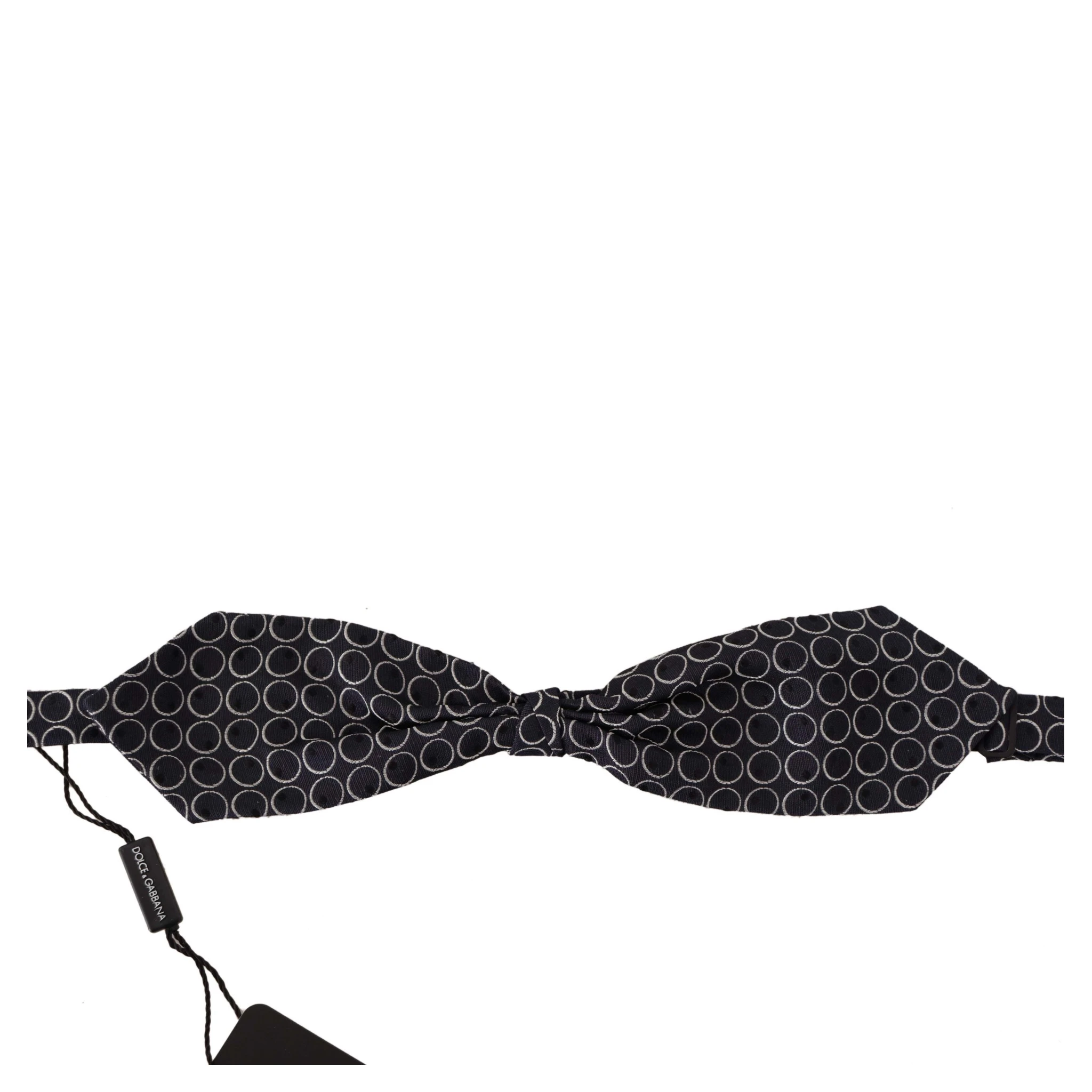 Black White Round 100% Silk Neck Papillon  Tie