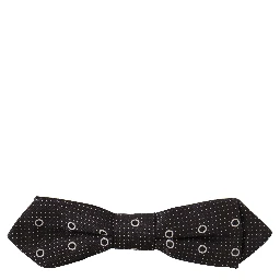 Black White Polka Dot 100% Silk Neck Papillon Tie