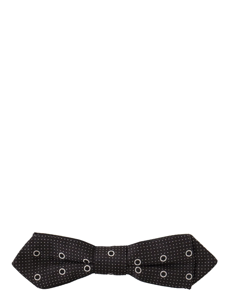 Black White Polka Dot 100% Silk Neck Papillon Tie