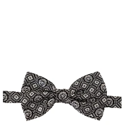 Black white 100% Silk Adjustable Neck Papillon Tie