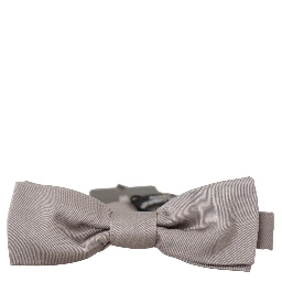 Silver 100% Silk Slim Adjustable Neck Papillon Tie