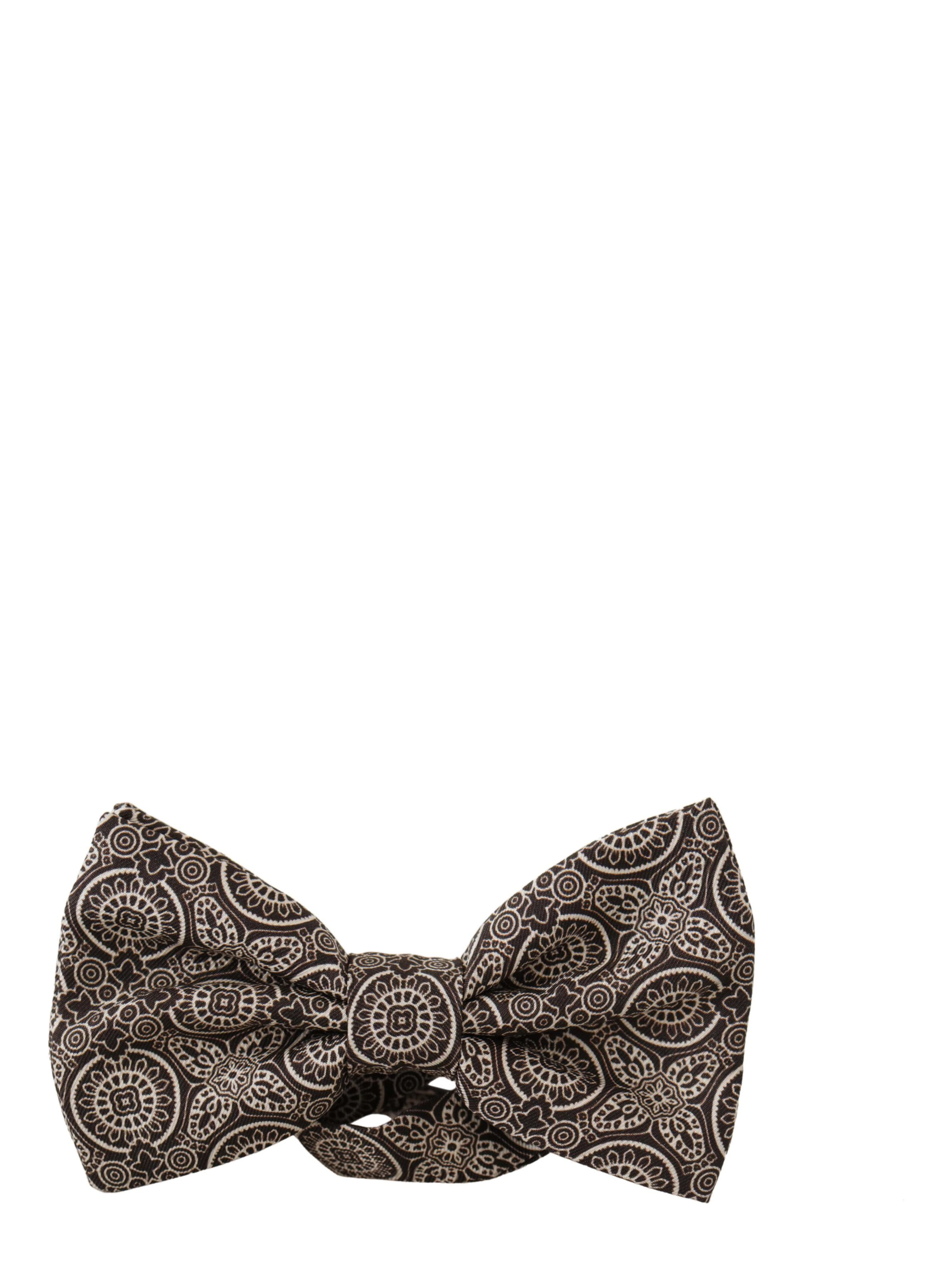 Black white 100% Silk Adjustable Neck Papillon Tie