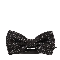 Black White Polka Dot 100% Silk Neck Papillon Tie