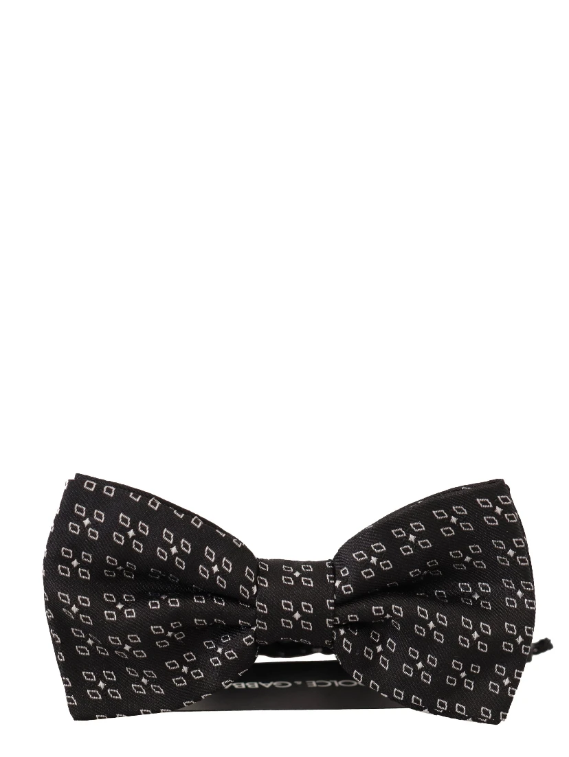 Black White Polka Dot 100% Silk Neck Papillon Tie