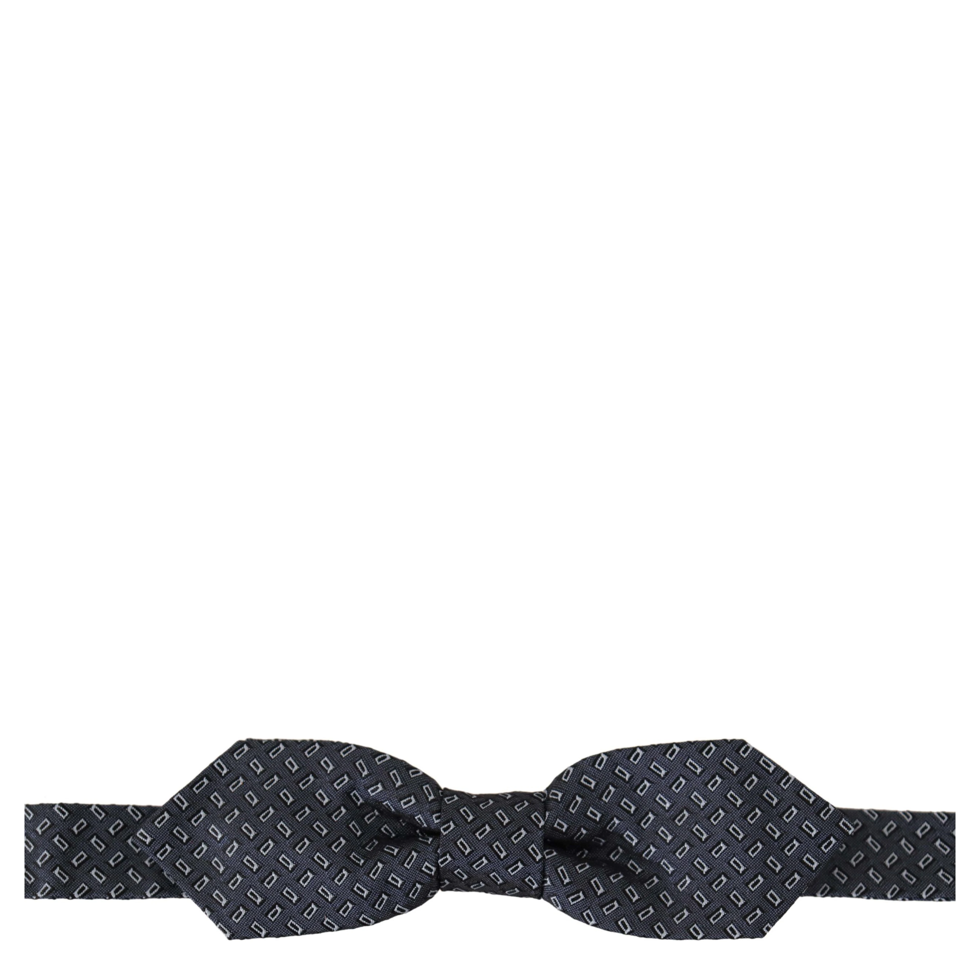 Blue Gray Polka Dot 100% Silk Neck Papillon Tie