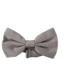 Gray 100% Silk Adjustable Neck Papillon Tie