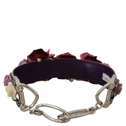 Multicolor Floral Appliques Metal Shoulder Strap