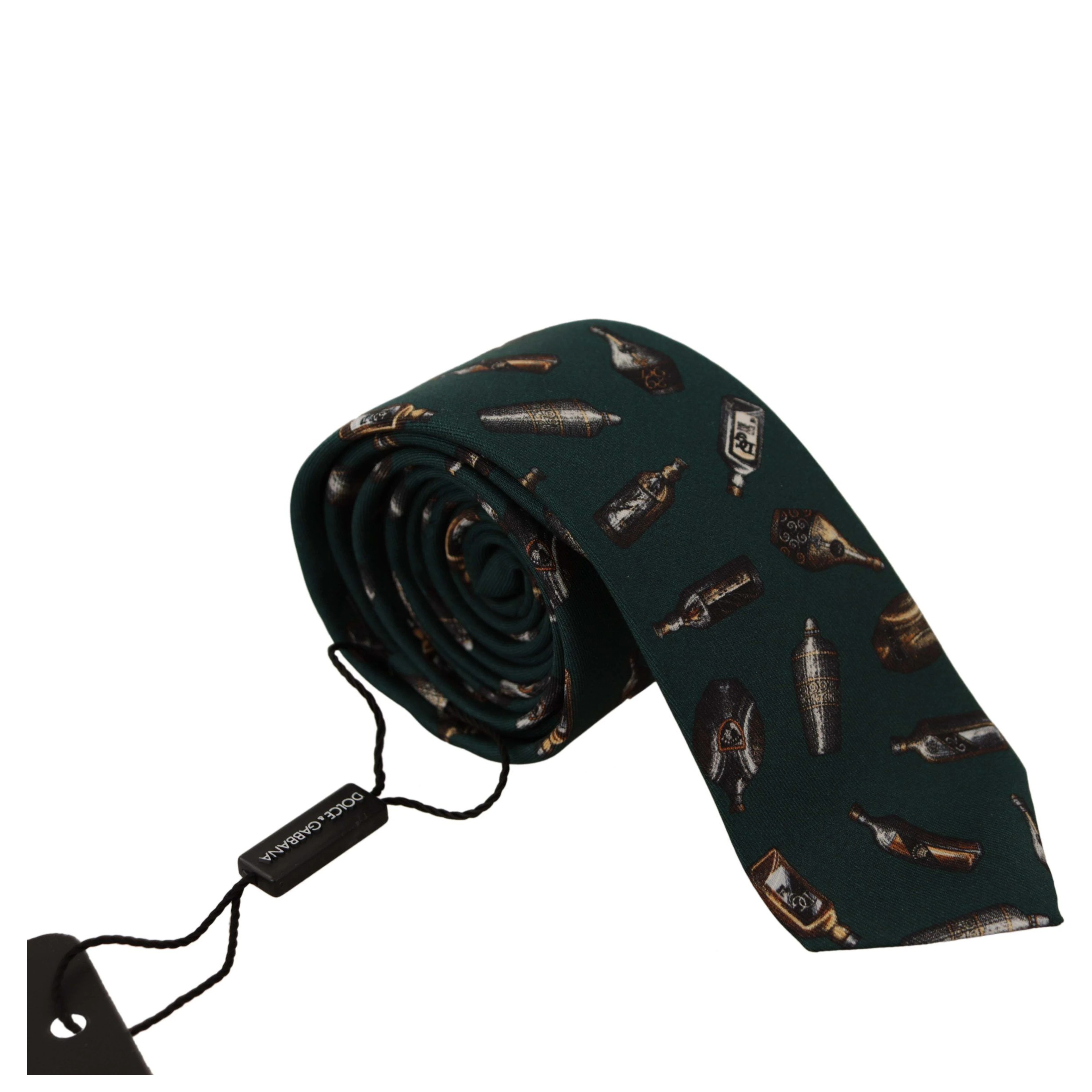 Black Bottle Fantasy Print Silk Adjustable Accessory Tie