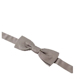 Silver 100% Silk Slim Adjustable Neck Papillon Tie