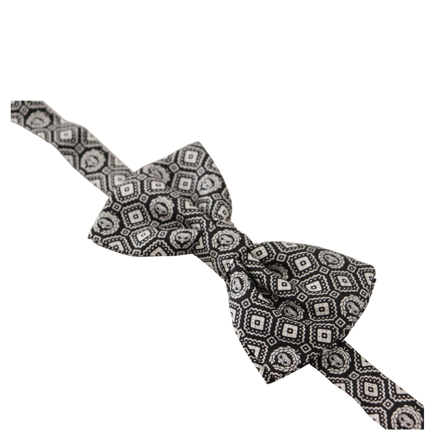 Black white 100% Silk Adjustable Neck Papillon Tie