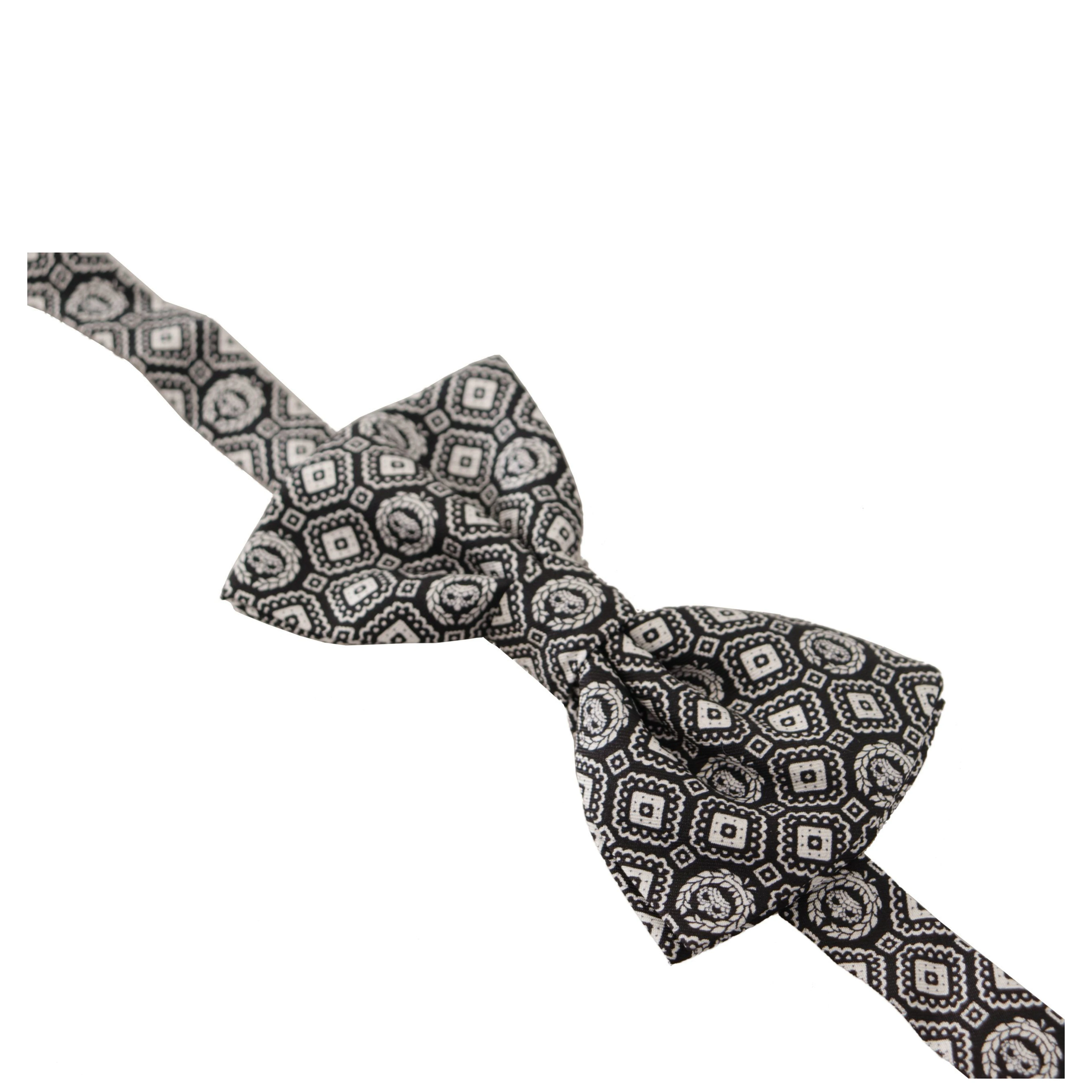 Black white 100% Silk Adjustable Neck Papillon Tie