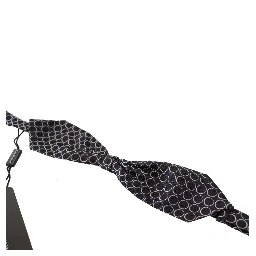 Black White Round 100% Silk Neck Papillon  Tie