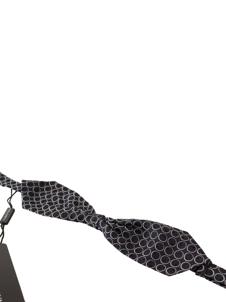 Black White Round 100% Silk Neck Papillon  Tie alternative
