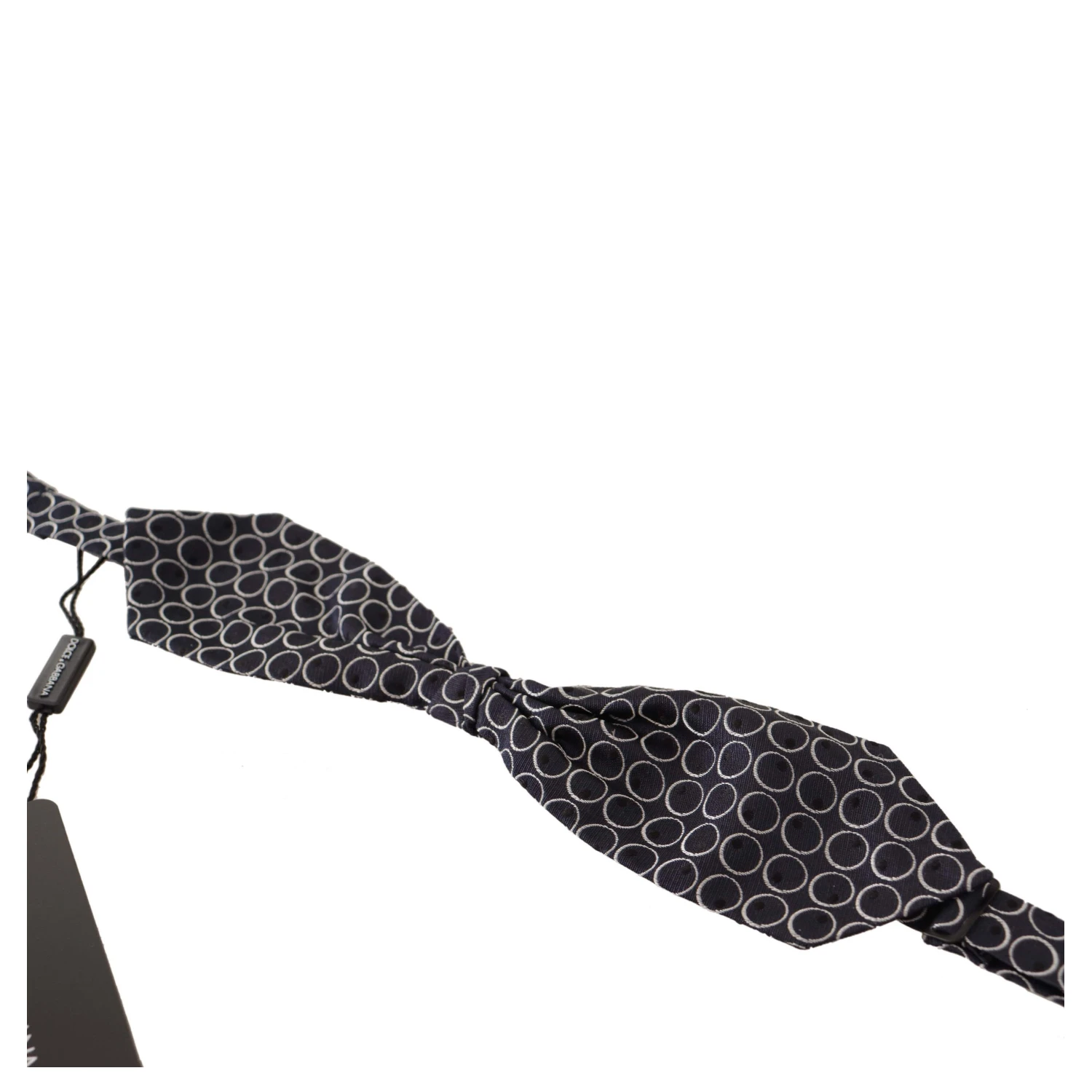 Black White Round 100% Silk Neck Papillon Tie