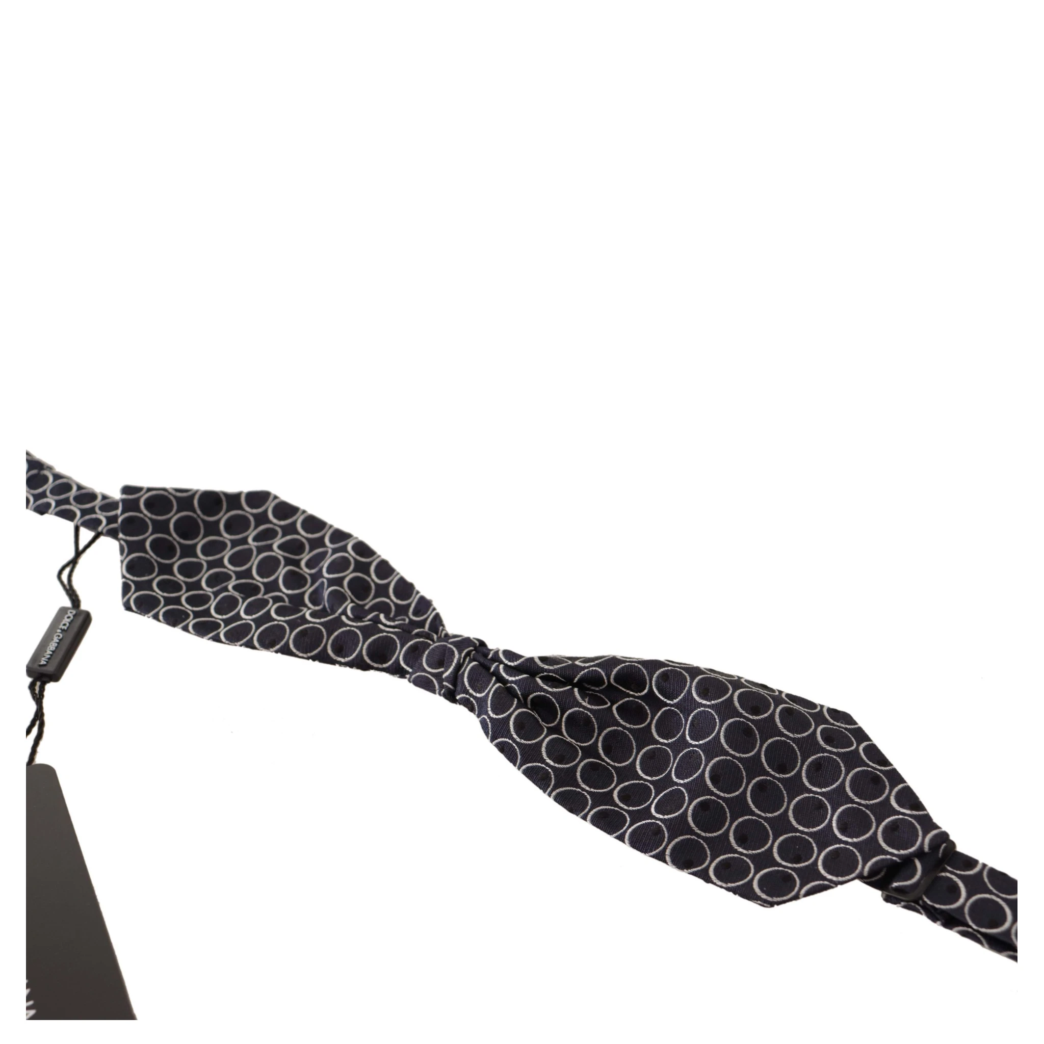Black White Round 100% Silk Neck Papillon  Tie
