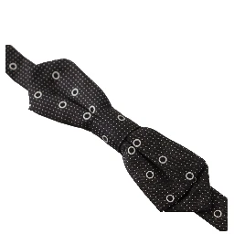 Black White Polka Dot 100% Silk Neck Papillon Tie