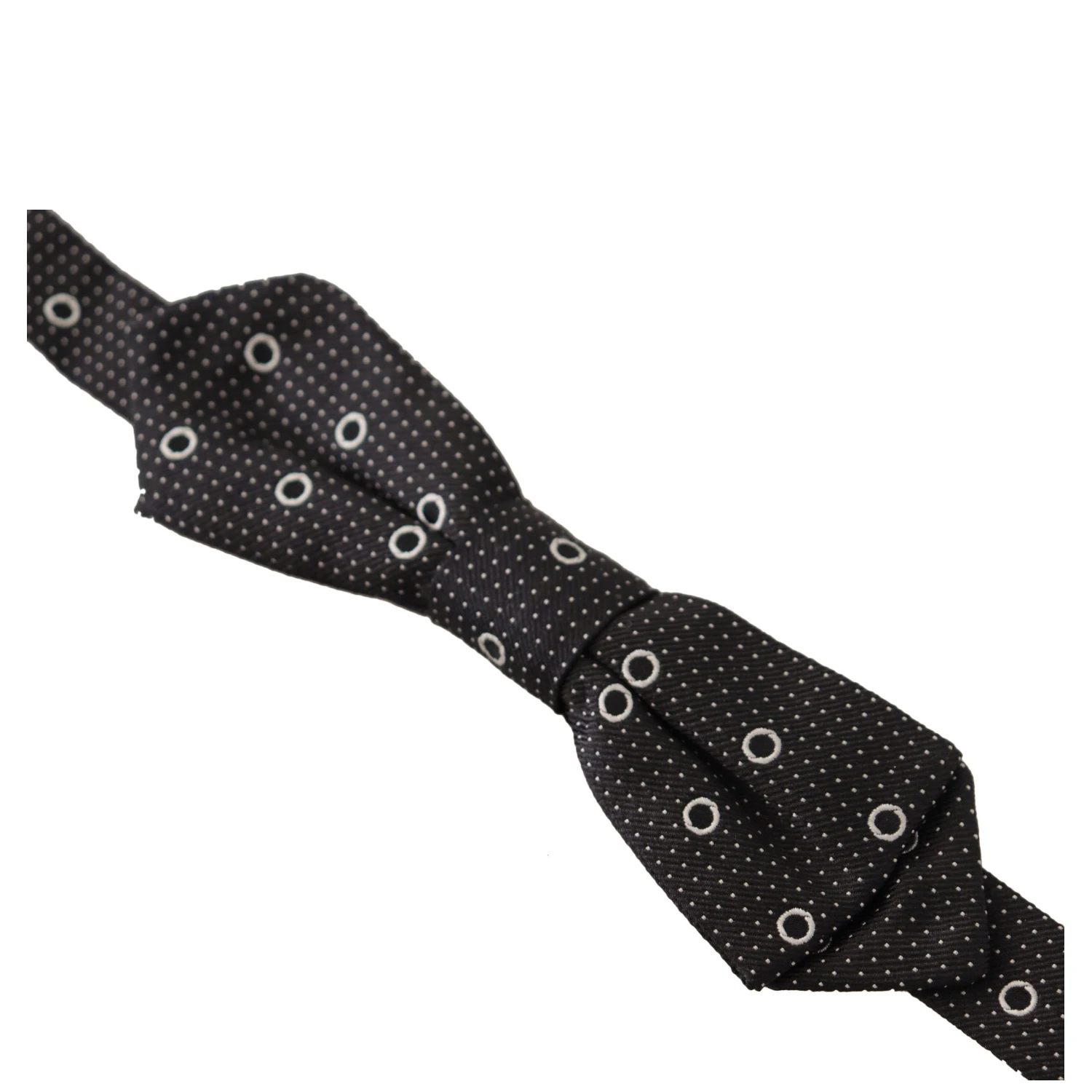 Black White Polka Dot 100% Silk Neck Papillon Tie