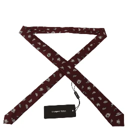Maroon Hat Pattern 100% Silk Adjustable Accessory Tie