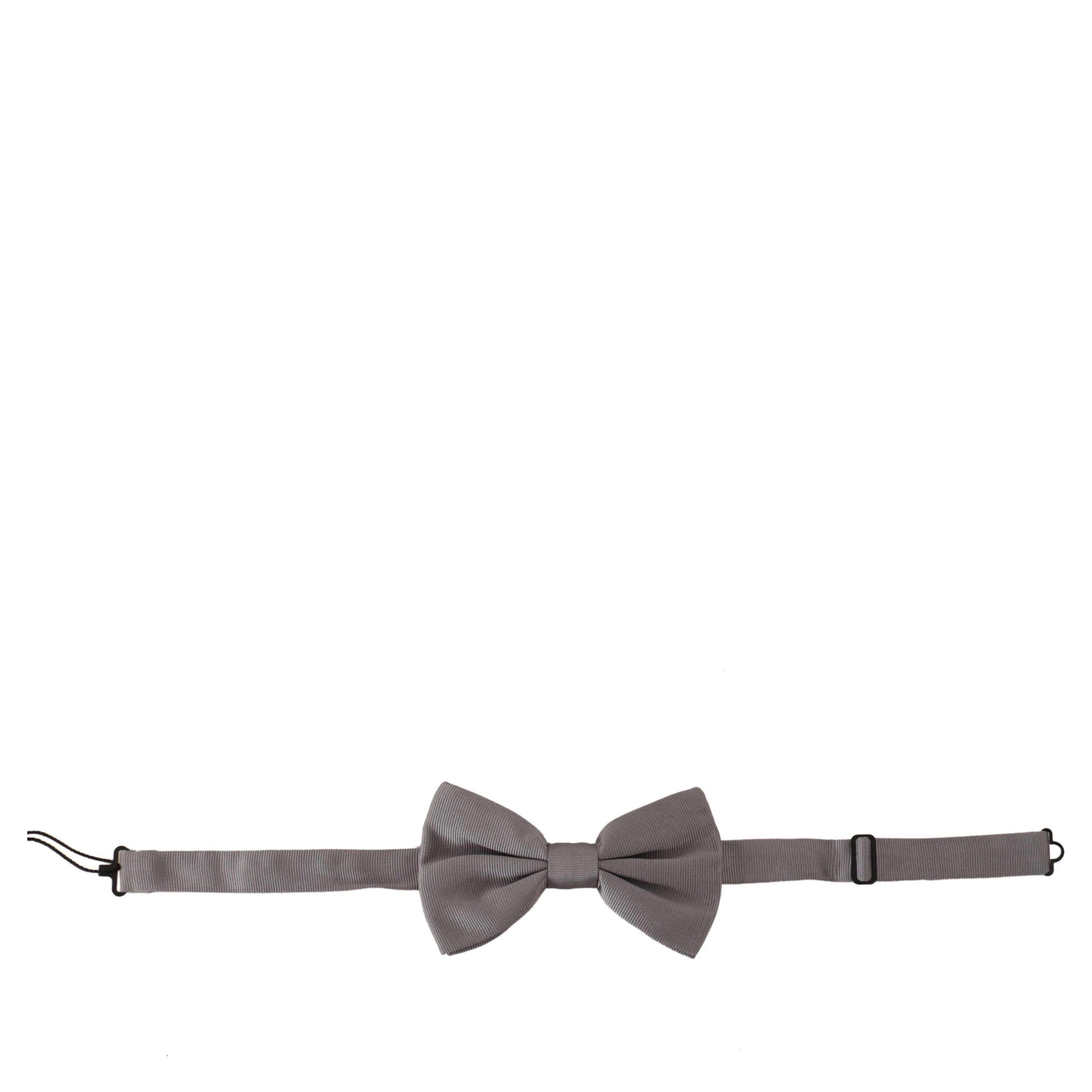 Gray 100% Silk Adjustable Neck Papillon Tie
