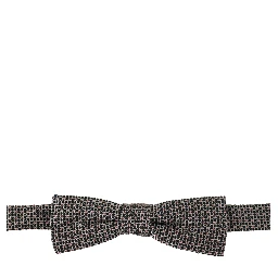 Black White Flower Pattern Silk Neck Papillon Tie