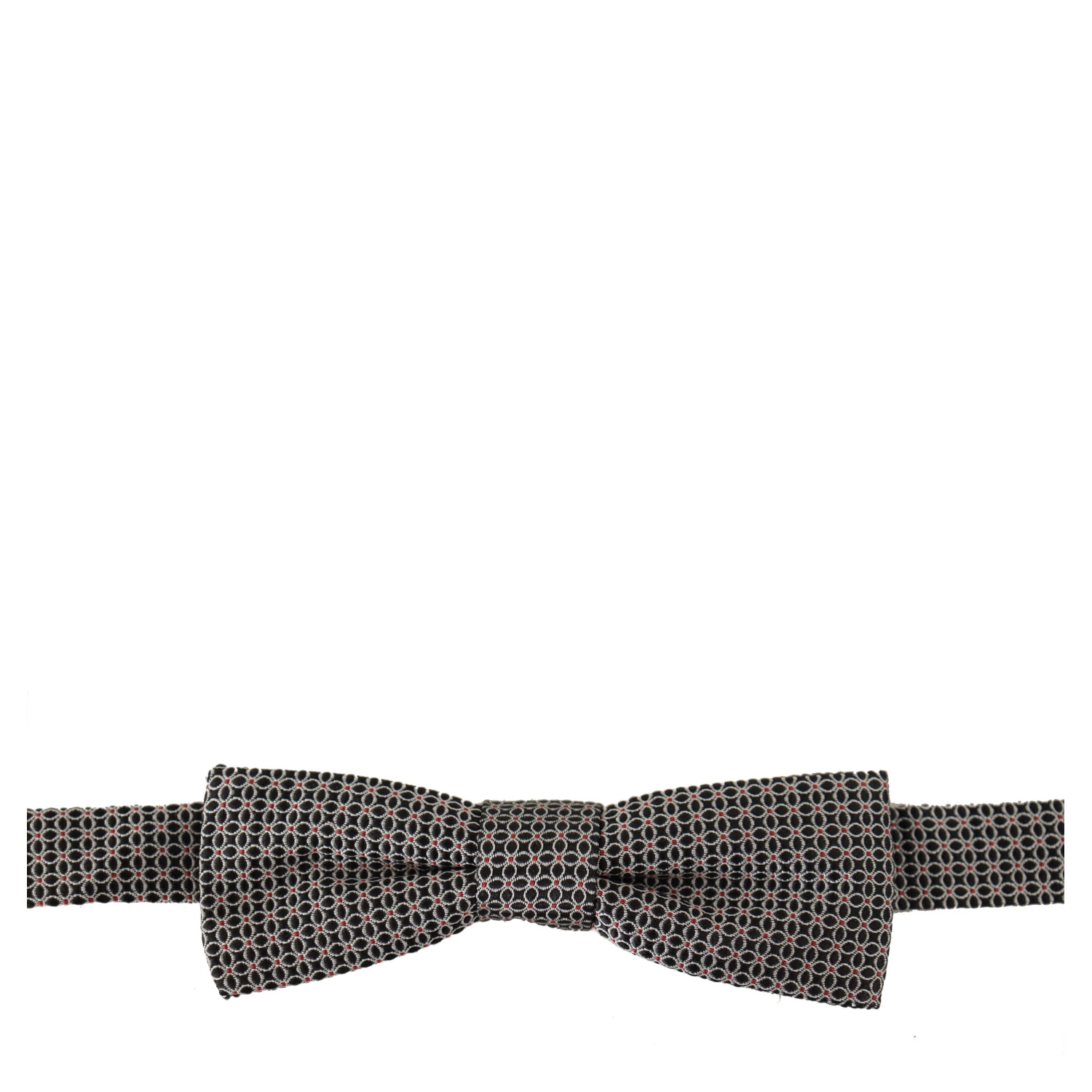 Black White Flower Pattern Silk Neck Papillon Tie
